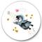 Designart - Little Penguin Flying Stars and Planets I - Farmhouse Metal Circle Wall Art